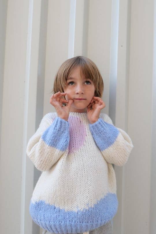 Pull Enfant Oversize Col Rond Acrylique Merinos - Lune Océan