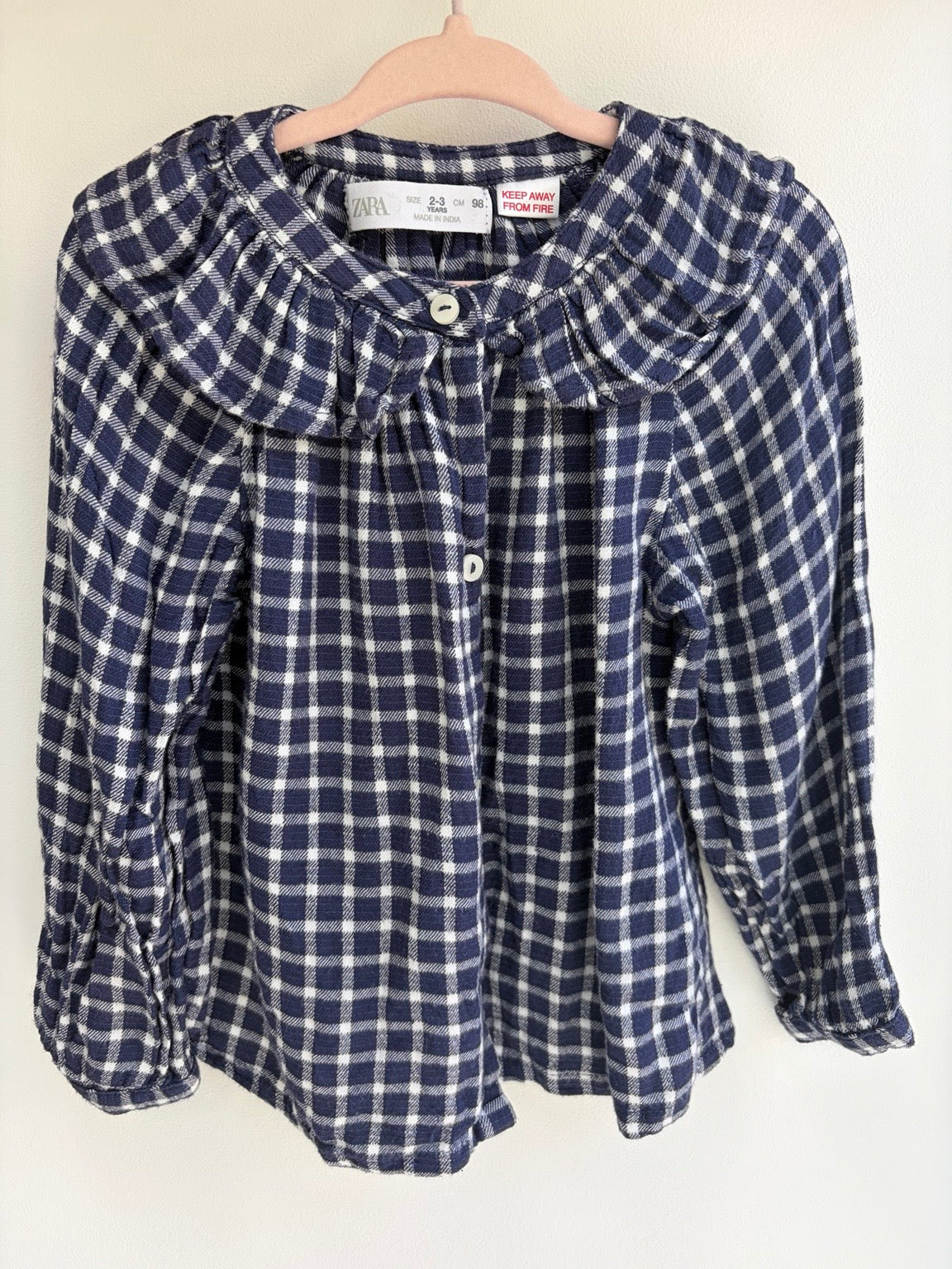 Chemise à carreaux bleu marine – Zara