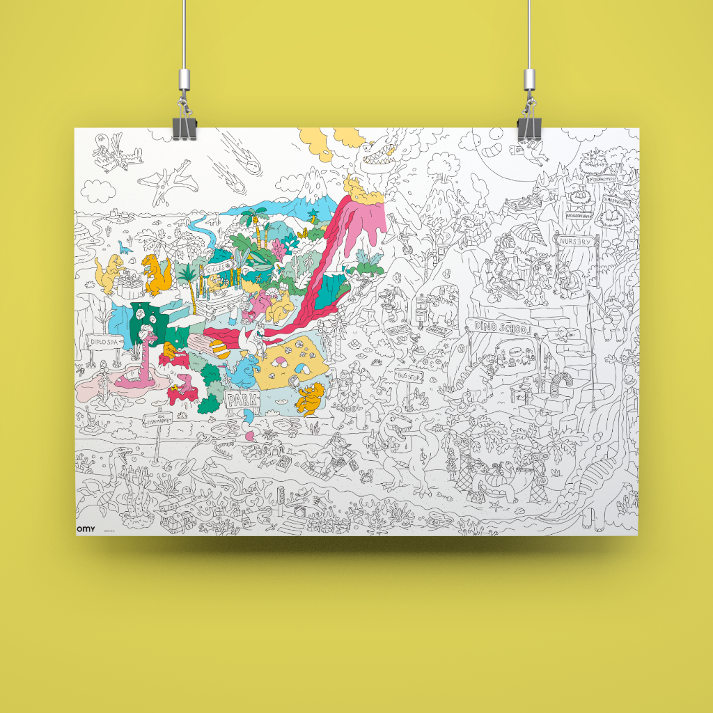 Poster géant à colorier – Dinos, vue 2