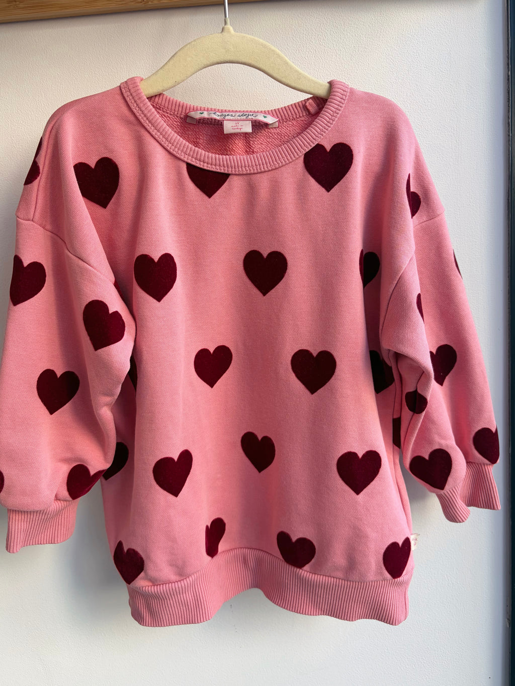 Sweat à cœurs rose et bordeaux – Konges Sløjd