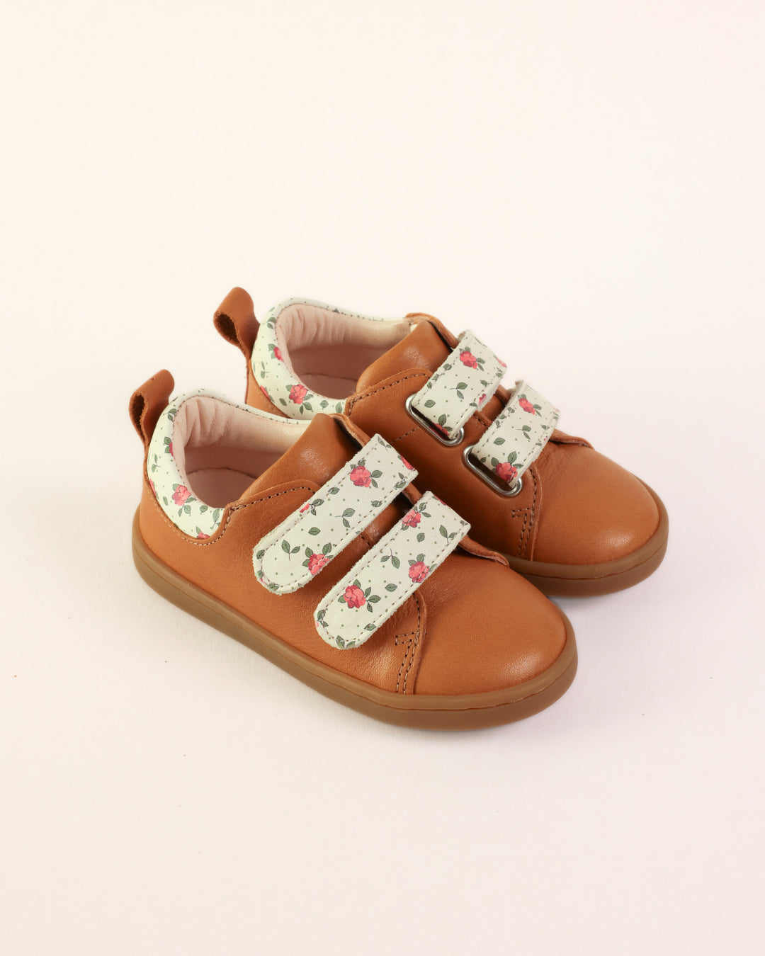Baskets Mahaut – marron à fleurs