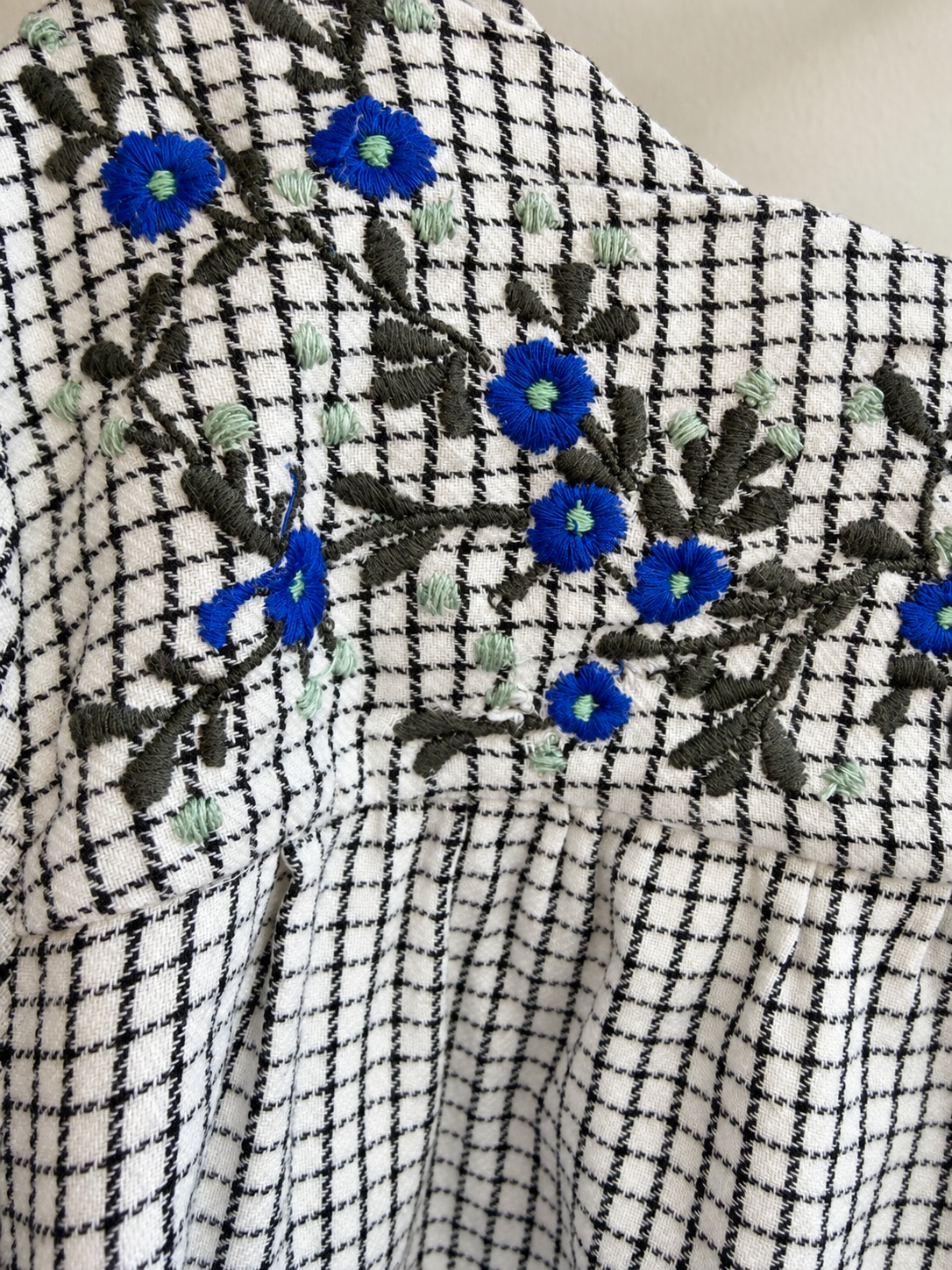 Blouse vichy brodée bleue – Bonpoint