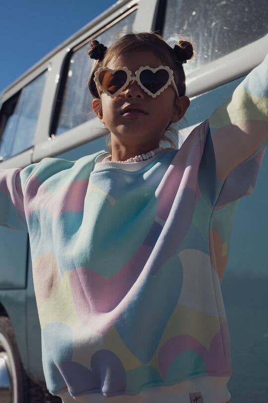 Sweat Enfant Coton Ample légèrement Crop - Love