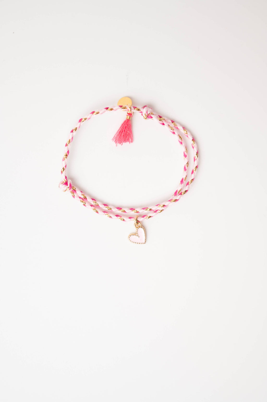 Bracelet tressé – cœur rose
