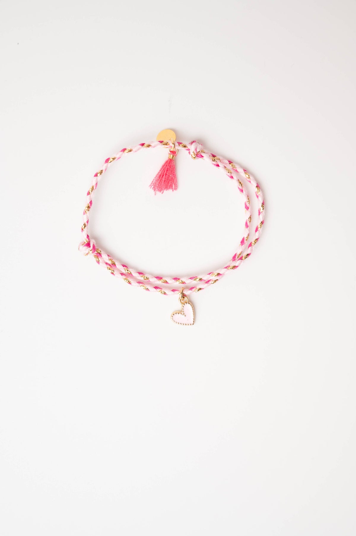 Bracelet tressé – cœur rose