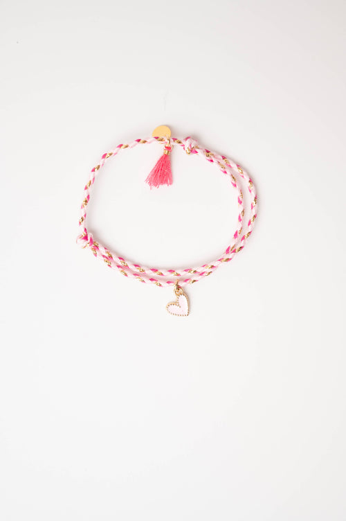 Bracelet tressé – cœur rose