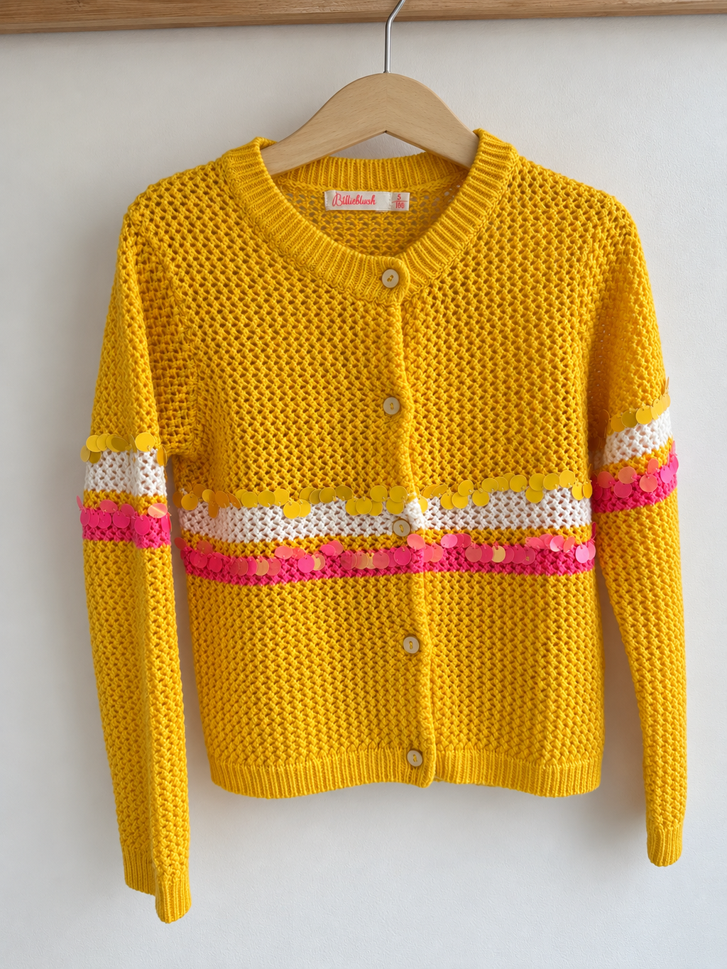 Gilet moutarde à sequins – Billieblush