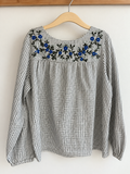 Blouse vichy brodée bleue – Bonpoint