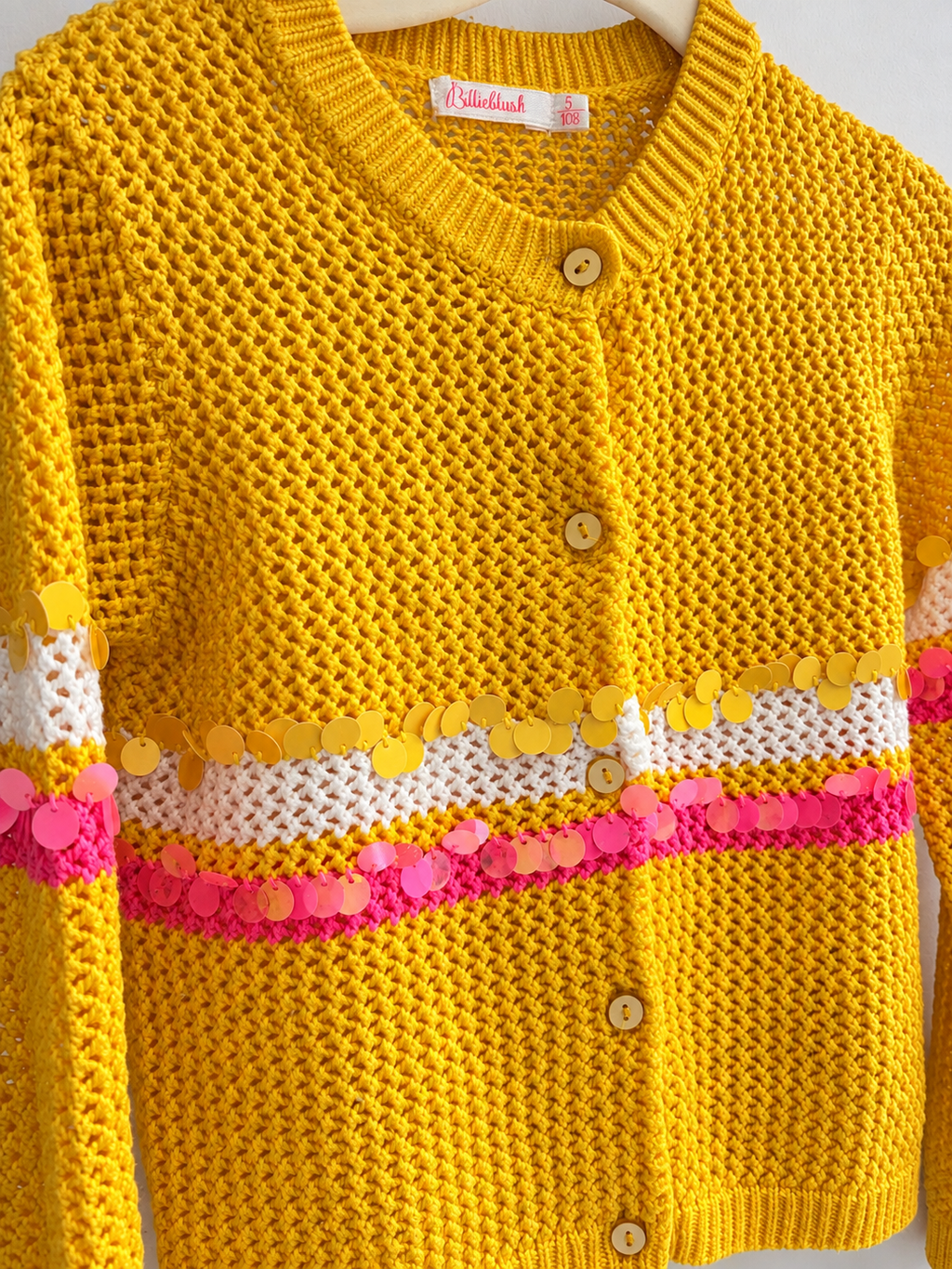 Gilet moutarde à sequins – Billieblush