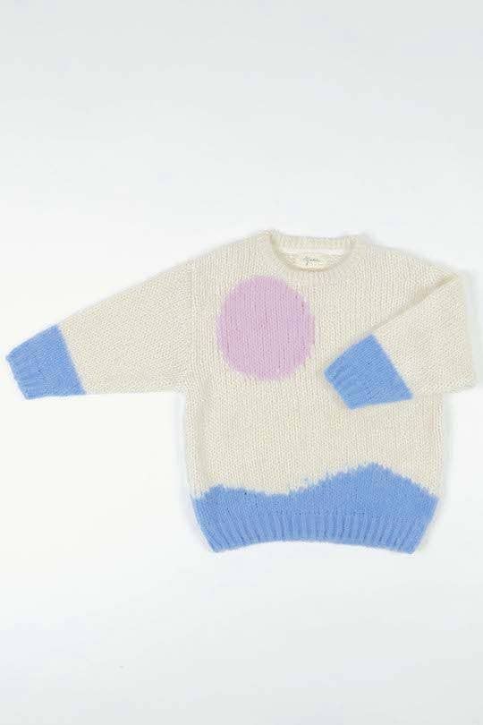 Pull Enfant Oversize Col Rond Acrylique Merinos - Lune Océan