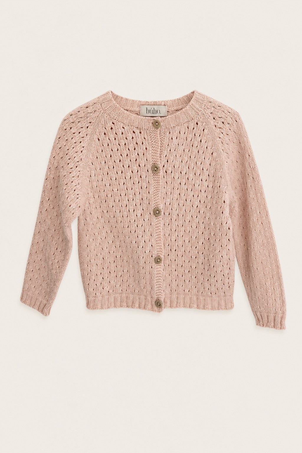 Gilet en maille rose pâle Búho, vue de face
